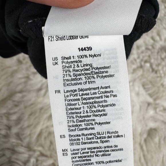 Brooks Shield Lobster Running Exercise Gloves Unisex Black Size Medium - Picture 10 of 10